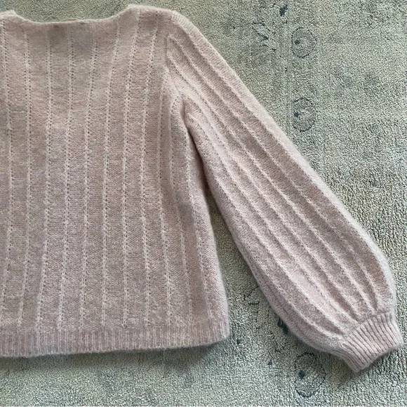 Sezane Antonetta Cardigan Sweater Jumper Powder Pink Merino Wool Mohair Medium - Picture 7 of 13